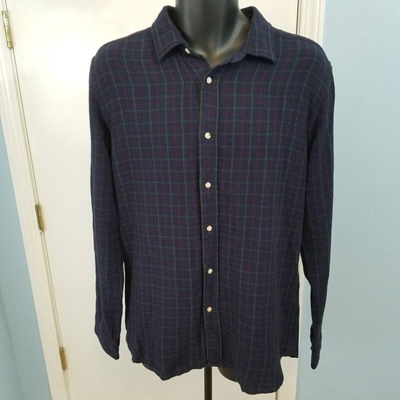 NWOT Knowledge Cotton Apparel Plaid Shirt Sz Large - Picture 1 of 5